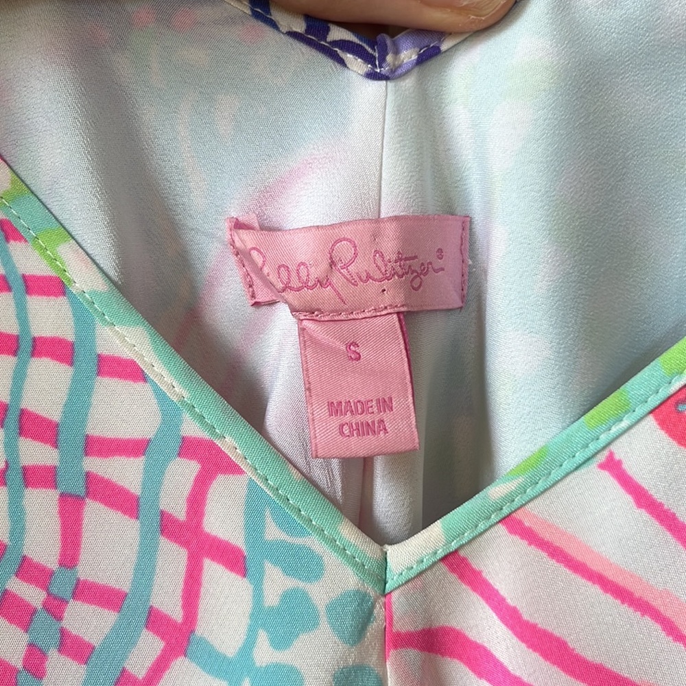 Lilly Pulitzer Clara Multi Roar of The Seas Asymmetric Hem Slip Dress - Picture 10 of 15